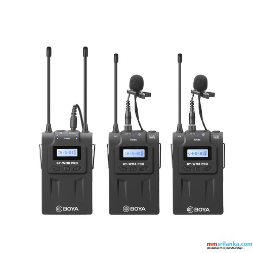 BOYA BY-WM8 PRO-K2 UHF DUAL CHANNEL WIRELESS MICROPHONE (6M)